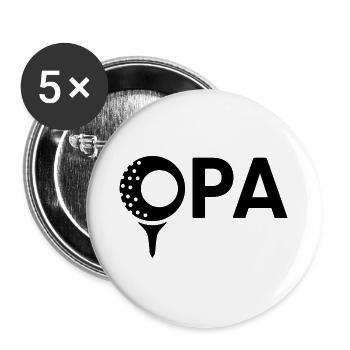 Opa mit Golfball – Schwarz - Buttons groß 56 mm (5er Pack) - Weiß - Vorne