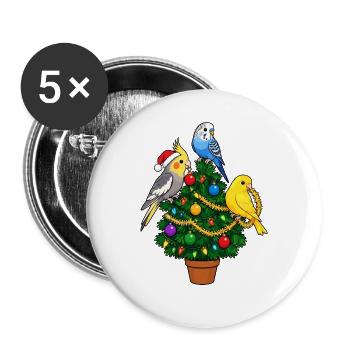 Nymphensittich, Wellensittich, Kanarienvogel, - Buttons groß 56 mm (5er Pack) - Weiß - Vorne