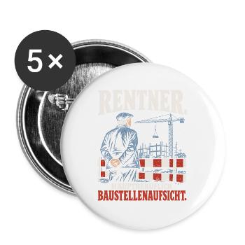 Rentner Hauptberuflich Baustellenaufsicht Rente - Buttons groß 56 mm (5er Pack) - Weiß - Vorne