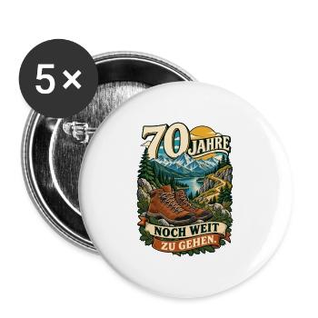 70 Jahre Noch weit zu gehen - Buttons groß 56 mm (5er Pack) - Weiß - Vorne