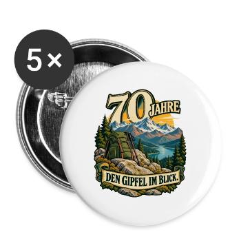 70 Jahre Gipfelblick Abenteuer - Buttons groß 56 mm (5er Pack) - Weiß - Vorne