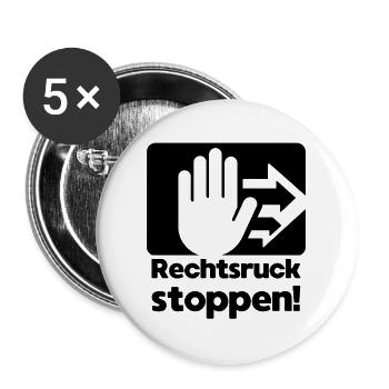 Den Rechtsruck stoppen!  - Buttons groß 56 mm (5er Pack) - Weiß - Vorne