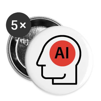 Ai, Künstliche Intelligenz, KI Technologie - Buttons groß 56 mm (5er Pack) - Weiß - Vorne