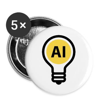 Glühbirne - Künstliche Intelligenz Cyber-Intelligz - Buttons groß 56 mm (5er Pack) - Weiß - Vorne