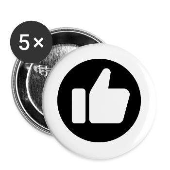 Like Hand Symbol, Daumen hoch, Gefällt mir - Buttons groß 56 mm (5er Pack) - Weiß - Vorne