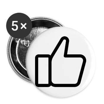 Like Hand Symbol, Daumen hoch, Gefällt mir - Buttons groß 56 mm (5er Pack) - Weiß - Vorne