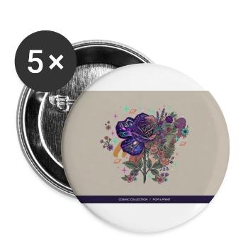 Kosmosrose: Nebelblütenstrauß - Buttons groß 56 mm (5er Pack) - Weiß - Vorne