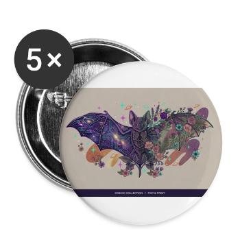 Kosmische Fledermaus Blumen - Buttons groß 56 mm (5er Pack) - Weiß - Vorne