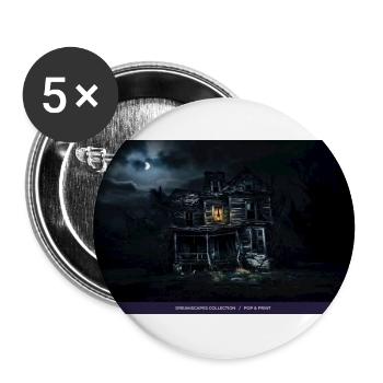 Nachtspuk-Haus Schattenlicht - Buttons groß 56 mm (5er Pack) - Weiß - Vorne
