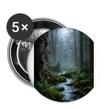 Mondnacht verzauberter Wald - Buttons groß 56 mm (5er Pack) - Weiß - Vorne