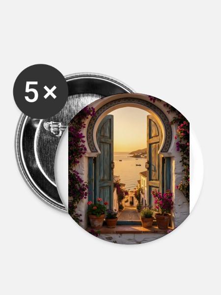 Seaview Arch Andalusia - Buttons groß 56 mm (5er Pack) - Weiß