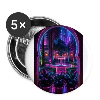 Neon-Innenhof Andalusien - Buttons groß 56 mm (5er Pack) - Weiß - Vorne