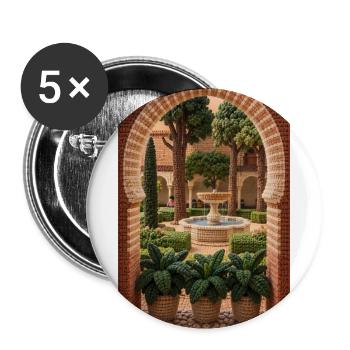 Andalusische Hofromantik - Buttons groß 56 mm (5er Pack) - Weiß - Vorne