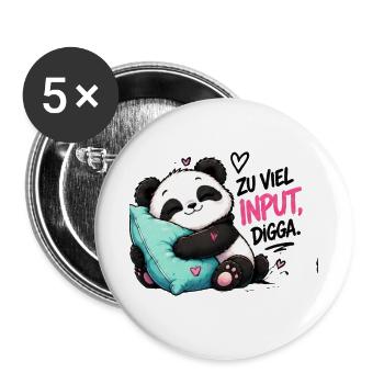 Zu viel Input Digga Panda - Buttons groß 56 mm (5er Pack) - Weiß - Vorne