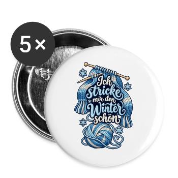  Ich stricke mir den Winter schön - Strick Shirt - Buttons groß 56 mm (5er Pack) - Weiß - Vorne
