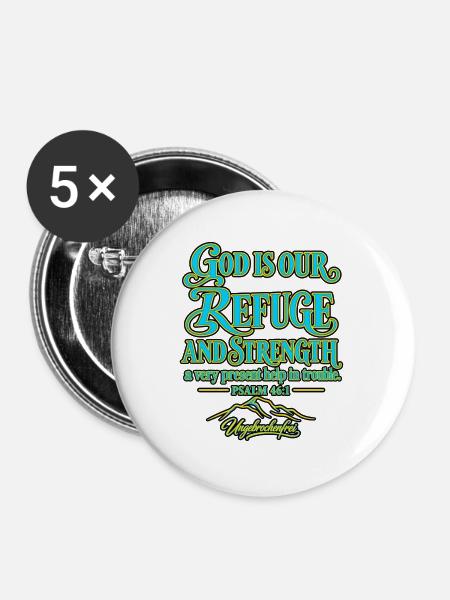4_God is our refuge - Buttons groß 56 mm (5er Pack) - Weiß