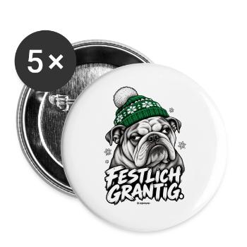 Grantige Weihnacht - Buttons groß 56 mm (5er Pack) - Weiß - Vorne