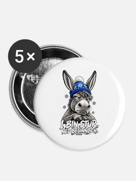 Grantige Weihnacht - Buttons groß 56 mm (5er Pack) - Weiß
