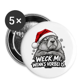 Grantige Weihnacht - Buttons groß 56 mm (5er Pack) - Weiß - Vorne
