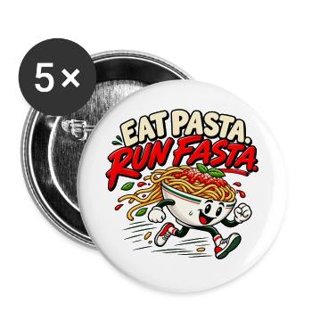 Pasta essen, schneller laufen - Buttons groß 56 mm (5er Pack) - Weiß - Vorne