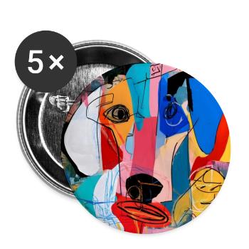 Abstraktes, farbenfrohes Porträt eines Labradors - Buttons groß 56 mm (5er Pack) - Weiß - Vorne