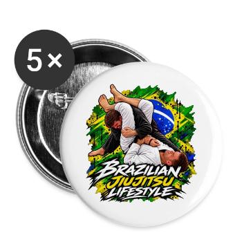 Armbar – Brazilian Jiu-Jitsu Lifestyle BJJ - Buttons groß 56 mm (5er Pack) - Weiß - Vorne