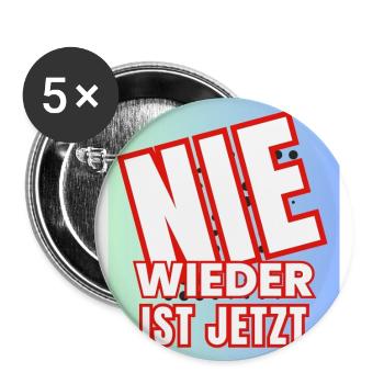Nie wieder ist jetzt! - Buttons groß 56 mm (5er Pack) - Weiß - Vorne