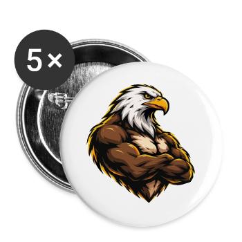 Muskulöses Adler-Maskottchen - Buttons groß 56 mm (5er Pack) - Weiß - Vorne