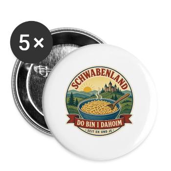 Schwabenland – Do bin i dahoim Vintage Badge - Buttons groß 56 mm (5er Pack) - Weiß - Vorne