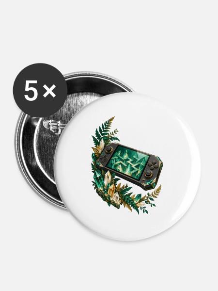 Kristallkonsole im smaragdgrünen Farnbogen - Buttons groß 56 mm (5er Pack) - Weiß