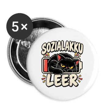 Sozialakku leer Katze - Buttons groß 56 mm (5er Pack) - Weiß - Vorne