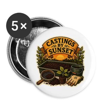 CASTINGS BY SUNSET - Buttons groß 56 mm (5er Pack) - Weiß - Vorne