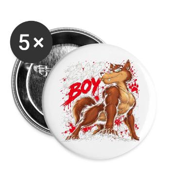 Bad Boy Wolf - Buttons groß 56 mm (5er Pack) - Weiß - Vorne