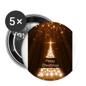 Leuchtender Glitzer-Weihnachtsbaum - Buttons groß 56 mm (5er Pack) - Weiß - Vorne