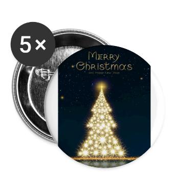 Goldener Weihnachtsbaum, isoliert am Sternenhimmel - Buttons groß 56 mm (5er Pack) - Weiß - Vorne