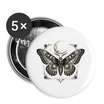 Gotische Motte und Mond – Dunkle himmlische Kunst - Buttons groß 56 mm (5er Pack) - Weiß - Vorne