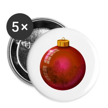 Red Christmas Bauble isolated. - Buttons groß 56 mm (5er Pack) - Weiß - Vorne