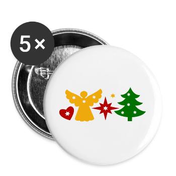 Engel Stern Tannenbaum - Buttons groß 56 mm (5er Pack) - Weiß - Vorne