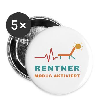 Rentner Modus aktiviert – Herzschlag Liege - Buttons groß 56 mm (5er Pack) - Weiß - Vorne