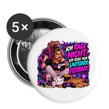Ich rage nicht – Gaming Girl Meme - Buttons groß 56 mm (5er Pack) - Weiß - Vorne