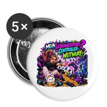 Mein Lieblingssport? Controller-Weitwurf! - Buttons groß 56 mm (5er Pack) - Weiß - Vorne