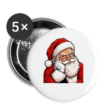 Grimmiger Santa im klassischen Rot - Buttons groß 56 mm (5er Pack) - Weiß - Vorne