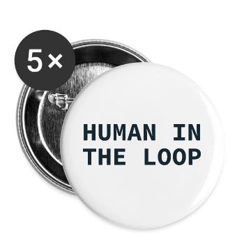 Human in the Loop Typography - Buttons groß 56 mm (5er Pack) - Weiß - Vorne