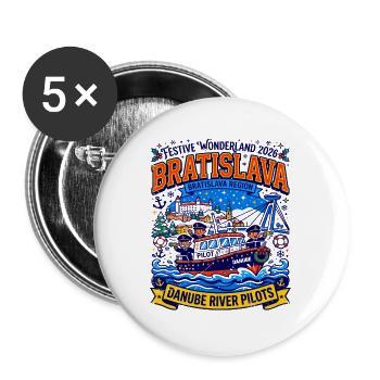 Festive Wonderland Danube River Pilots Bratislava - Buttons groß 56 mm (5er Pack) - Weiß - Vorne