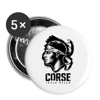 Korsika, ich bin Korsika, Insel der Schönheit - Buttons groß 56 mm (5er Pack) - Weiß - Vorne
