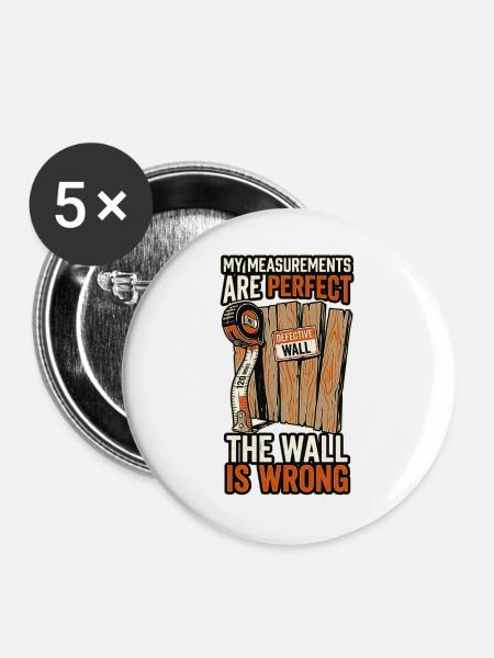 Perfekte Maße, Wand ist falsch - Buttons groß 56 mm (5er Pack) - Weiß