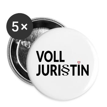 Juristin Volljuristin Jura - Buttons groß 56 mm (5er Pack) - Weiß - Vorne