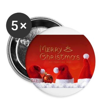 Frohe Weihnachten 2027 Hut-Trio - Buttons groß 56 mm (5er Pack) - Weiß - Vorne