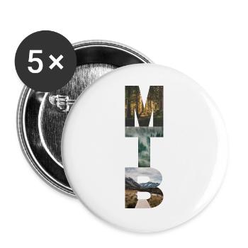 MTB- und Naturthema - Buttons groß 56 mm (5er Pack) - Weiß - Vorne