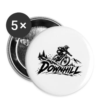 Downhill Mountainbike – MTB Motiv - Buttons groß 56 mm (5er Pack) - Weiß - Vorne